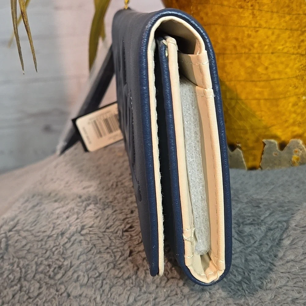 Bebe Louisa Trifold Wristlet Wallet Navy Blue